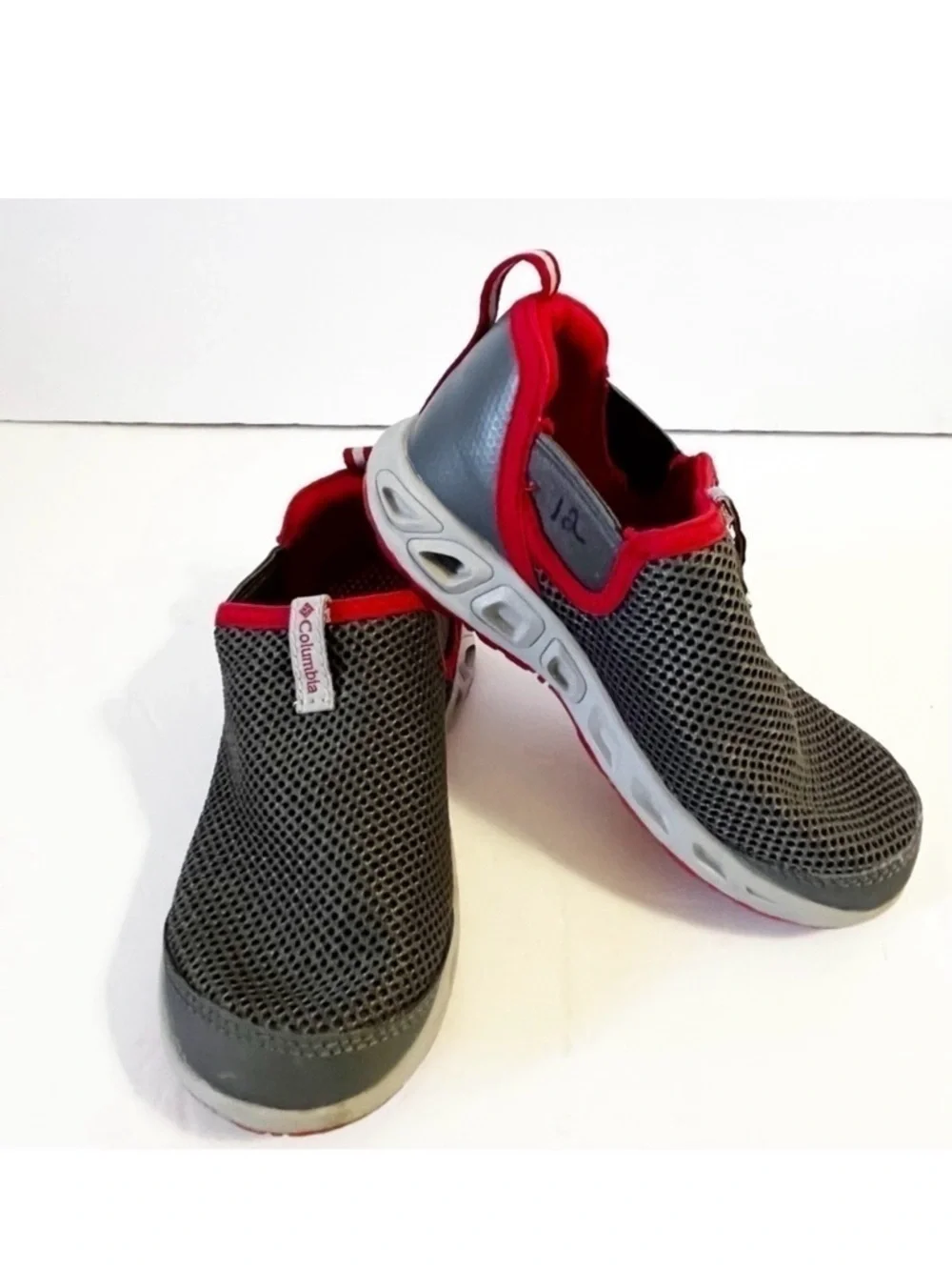 Columbia Childrens Moccaswim Techlite Water Shoes Kids Sz 12 Gray Red Slip On